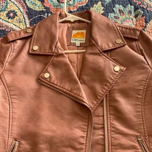 Blush pink leather jacket size L